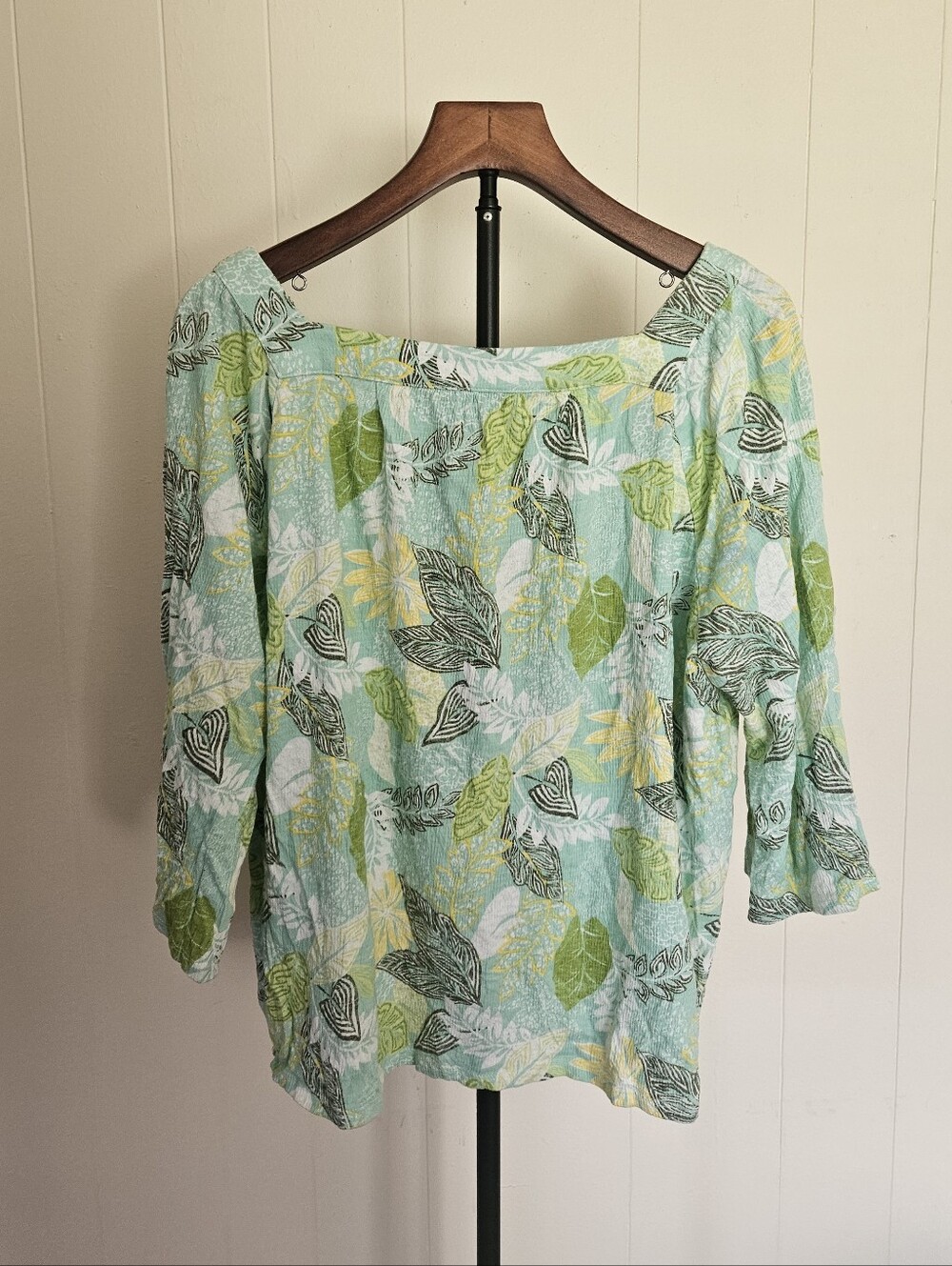 New Directions Green And Blue 3/4 Sleeve Blouse Size Large - Picture 4 of 6